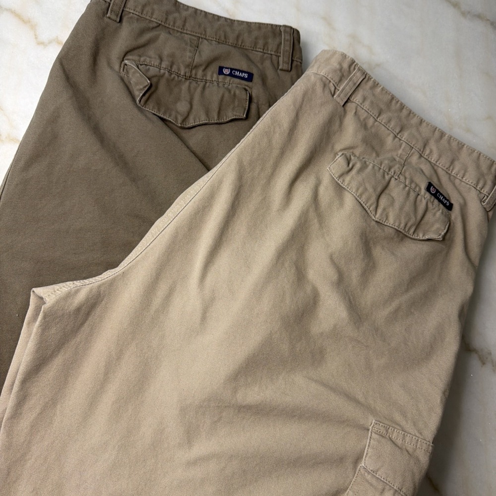 2 Pair Chaps 100% Cotton Cargo Shorts Mens 42 Beige Hiking Outdoor Fishing Gorpe